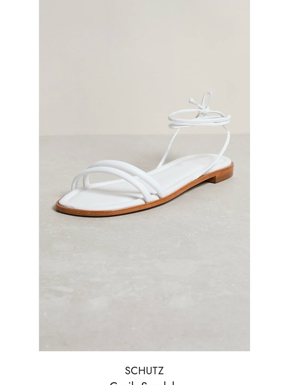 SCHUTZ White Strappy Ankle-Tie Flat Sandals